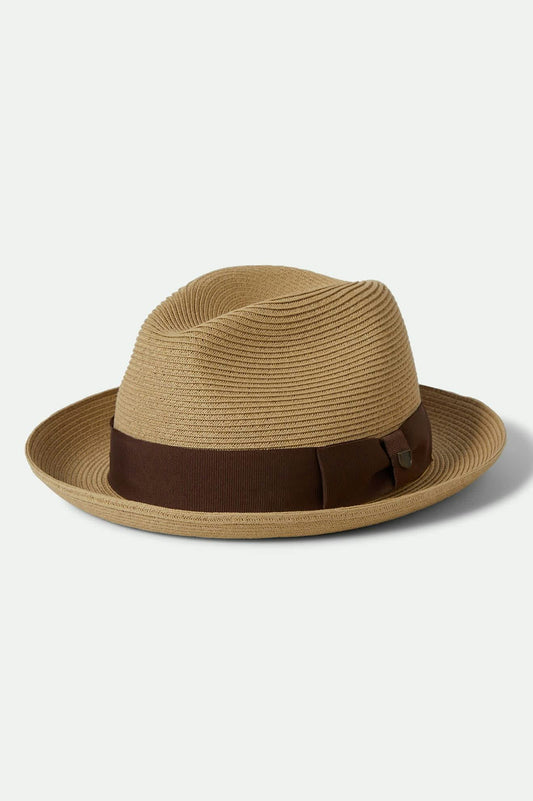 Unisex Horton Convertabrim Packable Fedora in Dark Tan/Light Brown