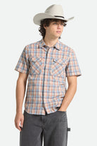 Men's The Breezy Wayne Short Sleeve Shirt in the color Blue Multi Plaid - Men's Front View