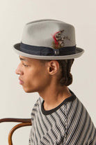 Unisex Gain Fedora in the color Light Grey/Midnight - Men's Back View