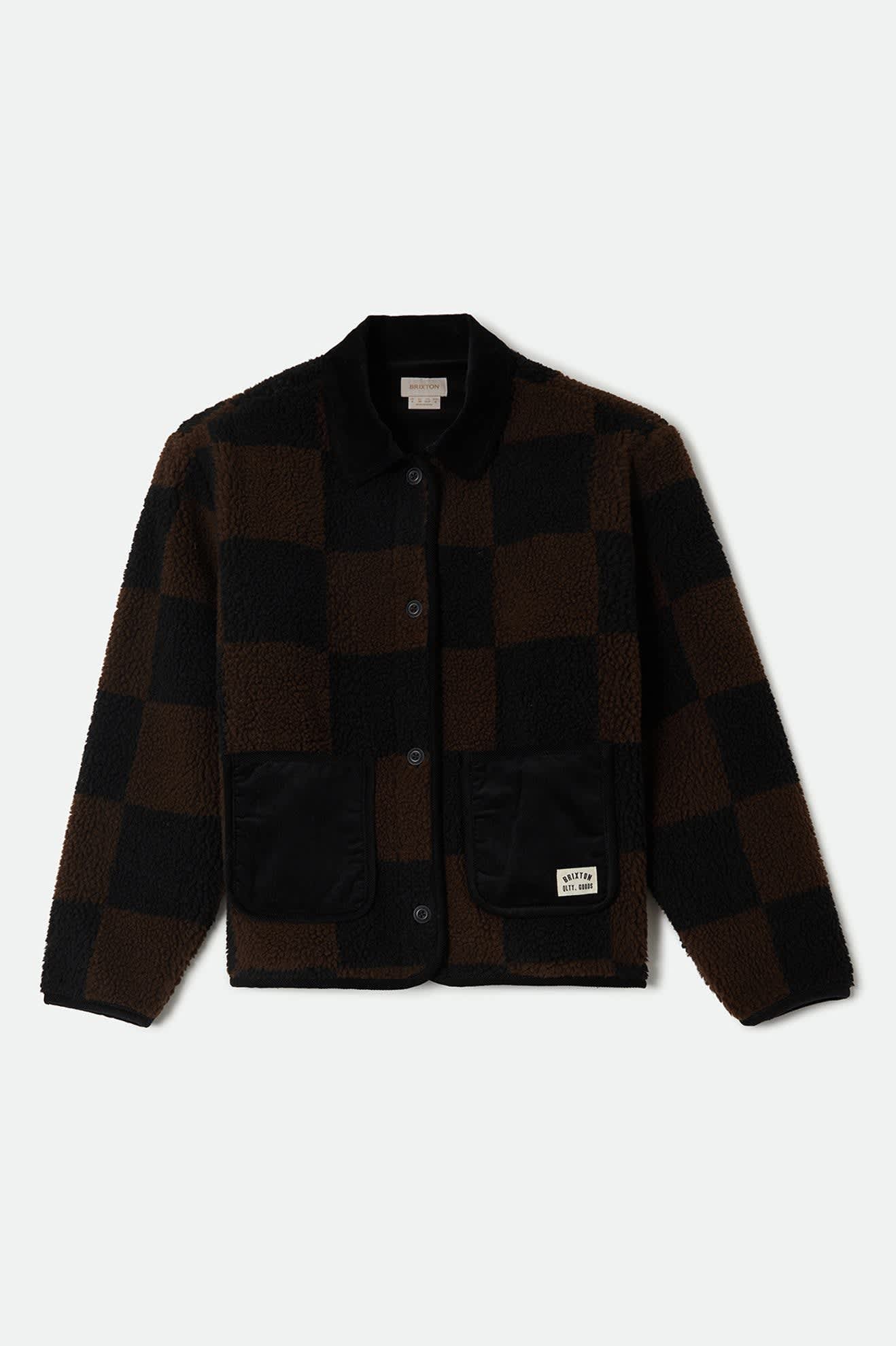 Women's Delilah Quilted Jacket in the color Black/Brown - Front Product Laydown Image