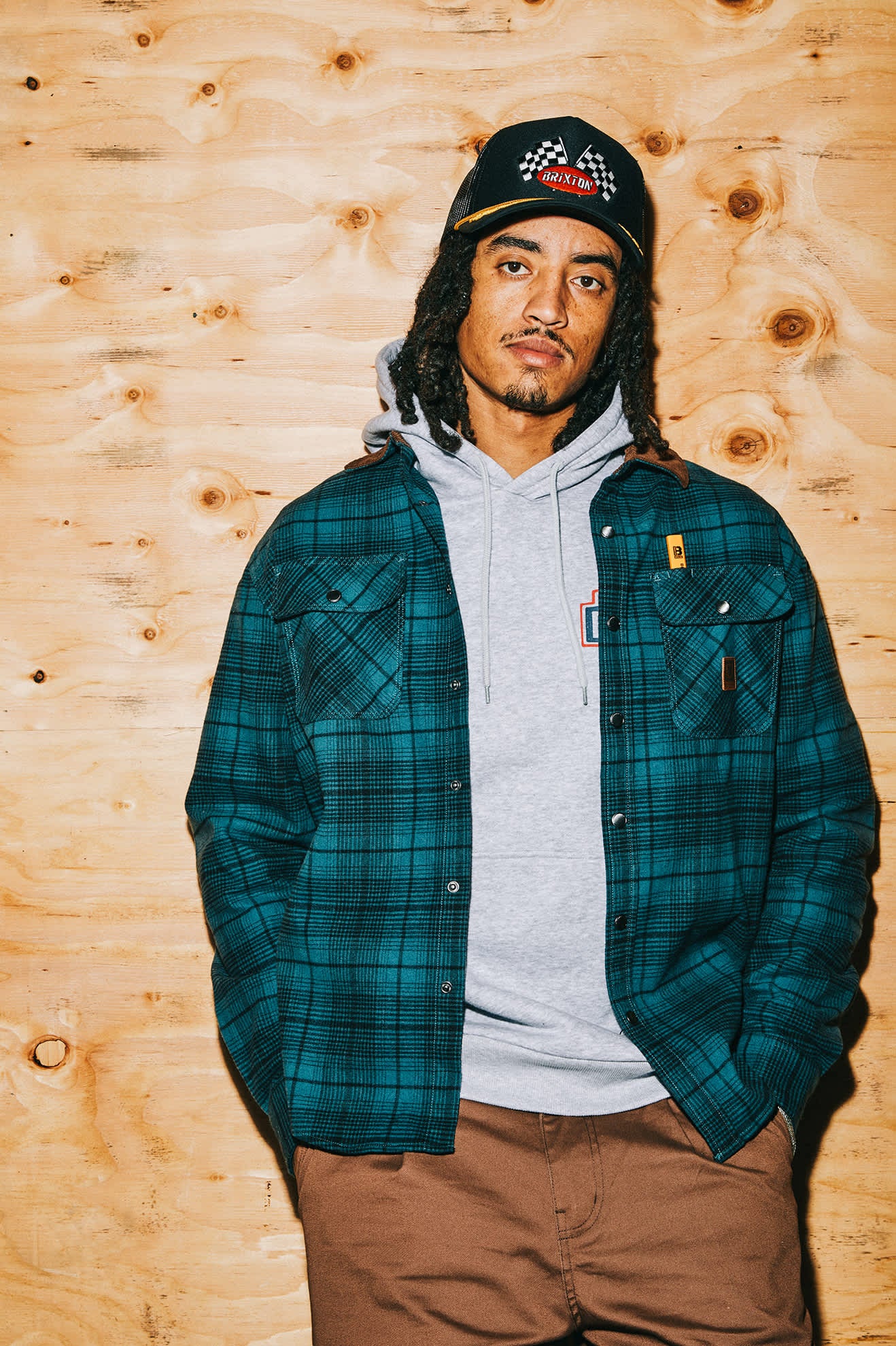 Men's Builders Bowery Performance Flannel in the color Night Sage/Black - Men's Lifestyle image