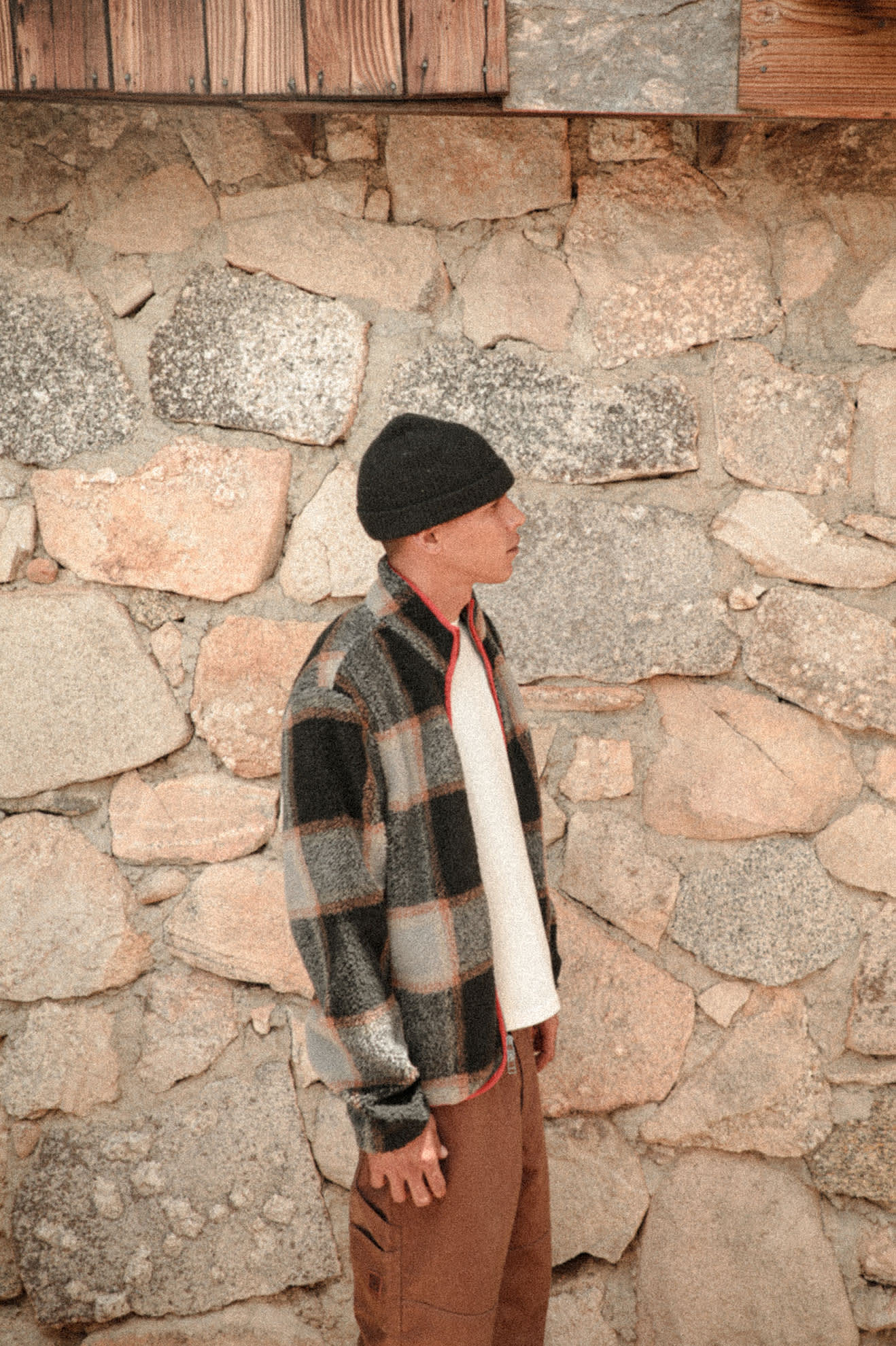 Men's Buffalo Plaid Sherpa Full Zip Jacket in the color Black/Cream - Men's Lifestyle 2.0