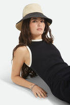 Women's Harmony Packable Bucket Hat in the color Natural/Black - Additional Fit image