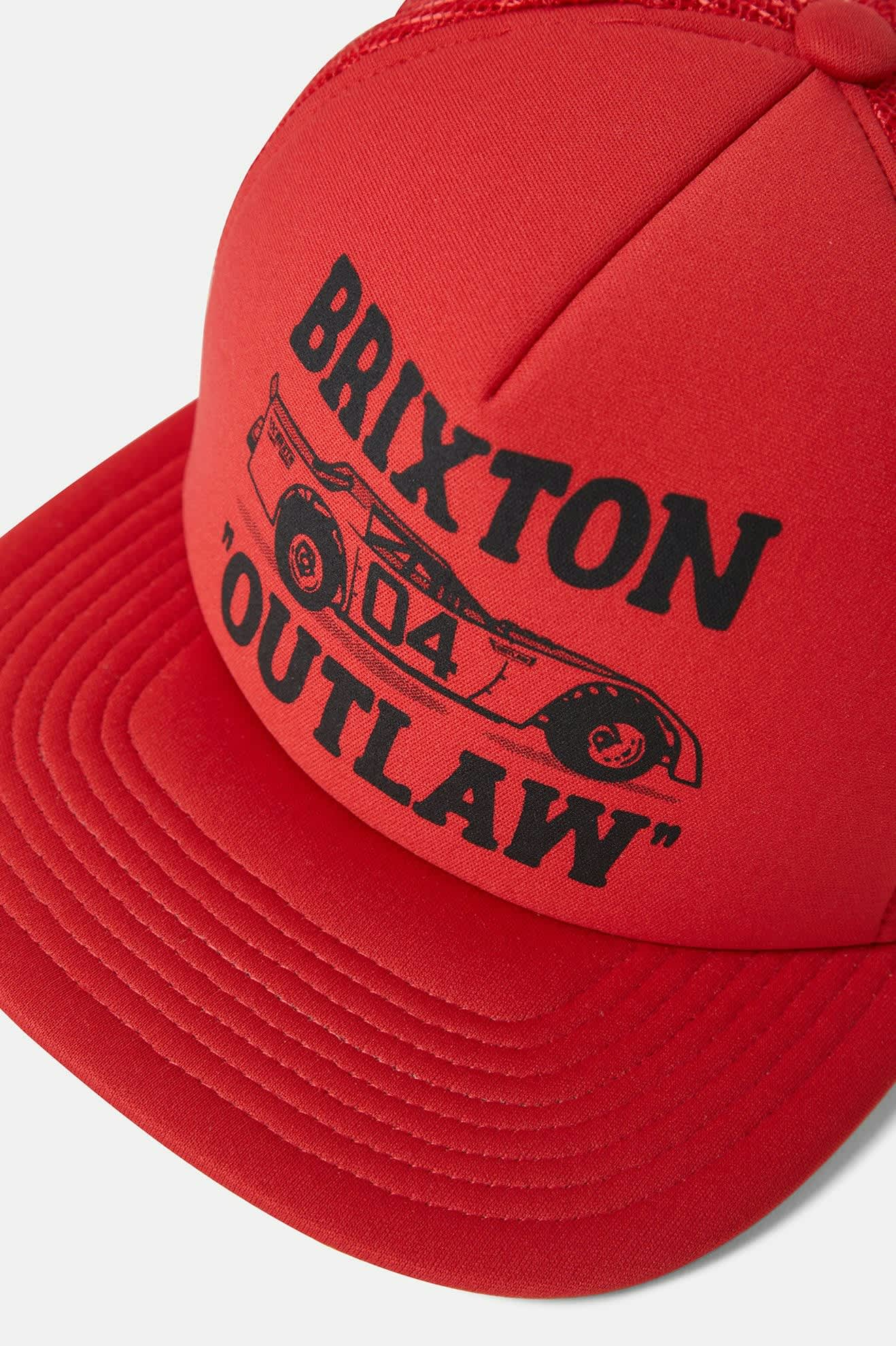 Unisex Outlaw Netplus Trucker Hat in the color Red/Red - Additional Laydown image