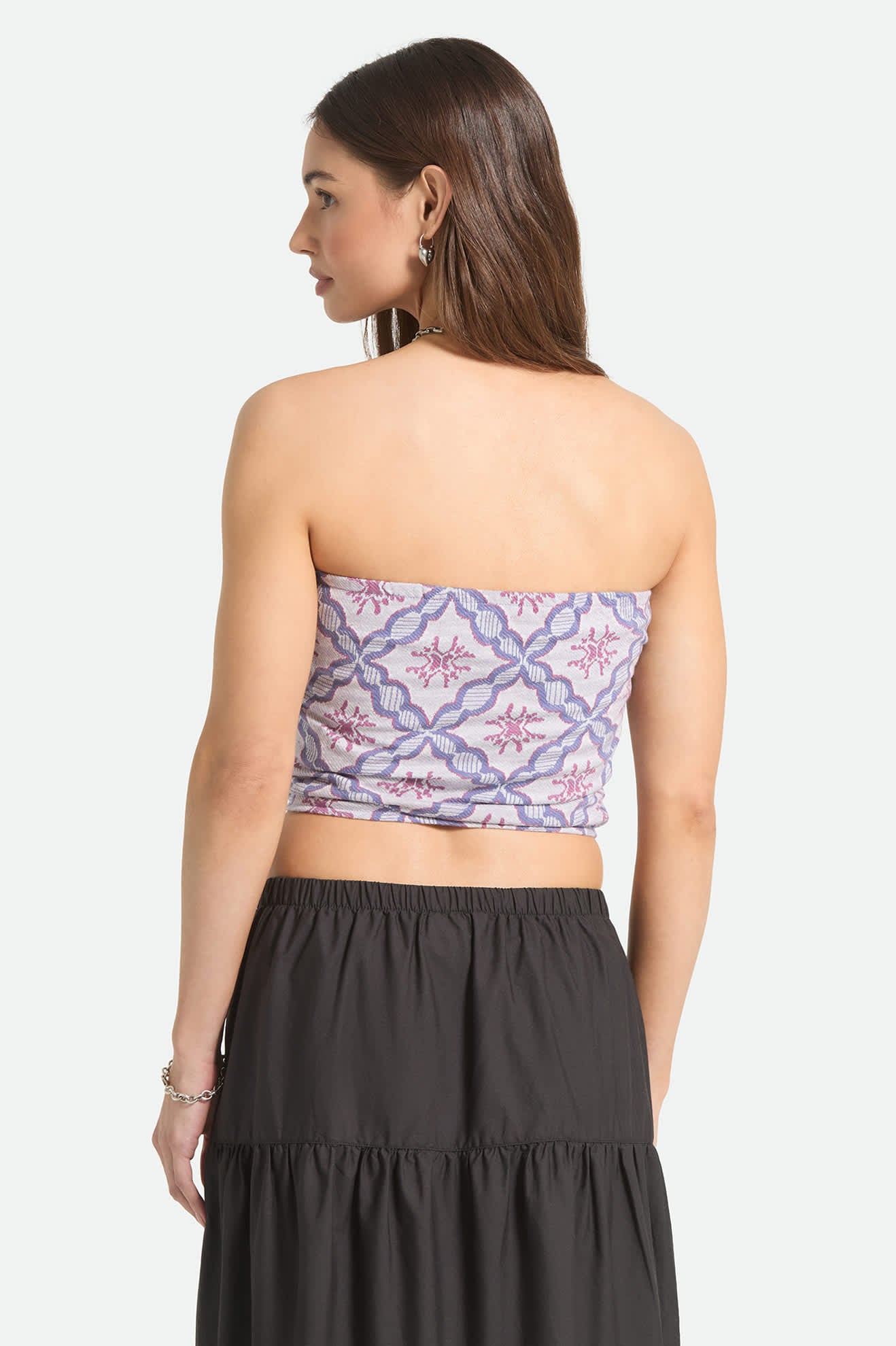 Women's Hot To Go Tube Top in the color Off White/Blue Tile - Women's Back View