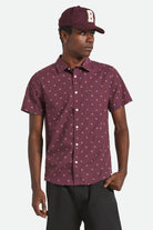 Men's Charter Print S/S Shirt in the color Port/Micro Geo - Men's Front View