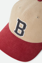 Unisex Big B Adjustable Hat in the color Sand/Burgundy - Additional Laydown image