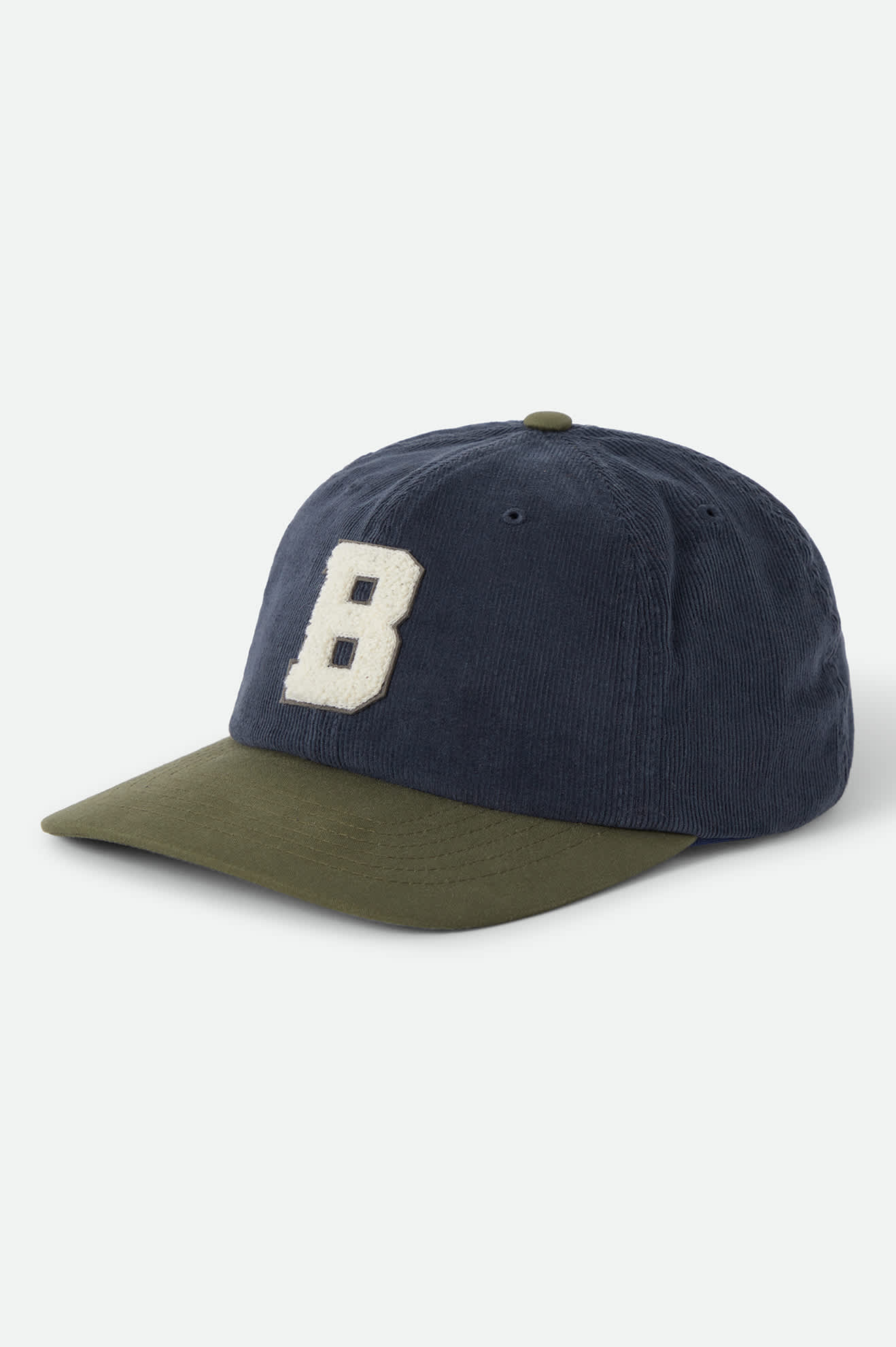 Unisex Big B Adjustable Hat in the color Washed Navy/Dark Olive - Front Product Laydown Image