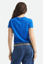 Women's Thank You Slim Crew T-Shirt in the color Sunrise Blue - Women's Back View