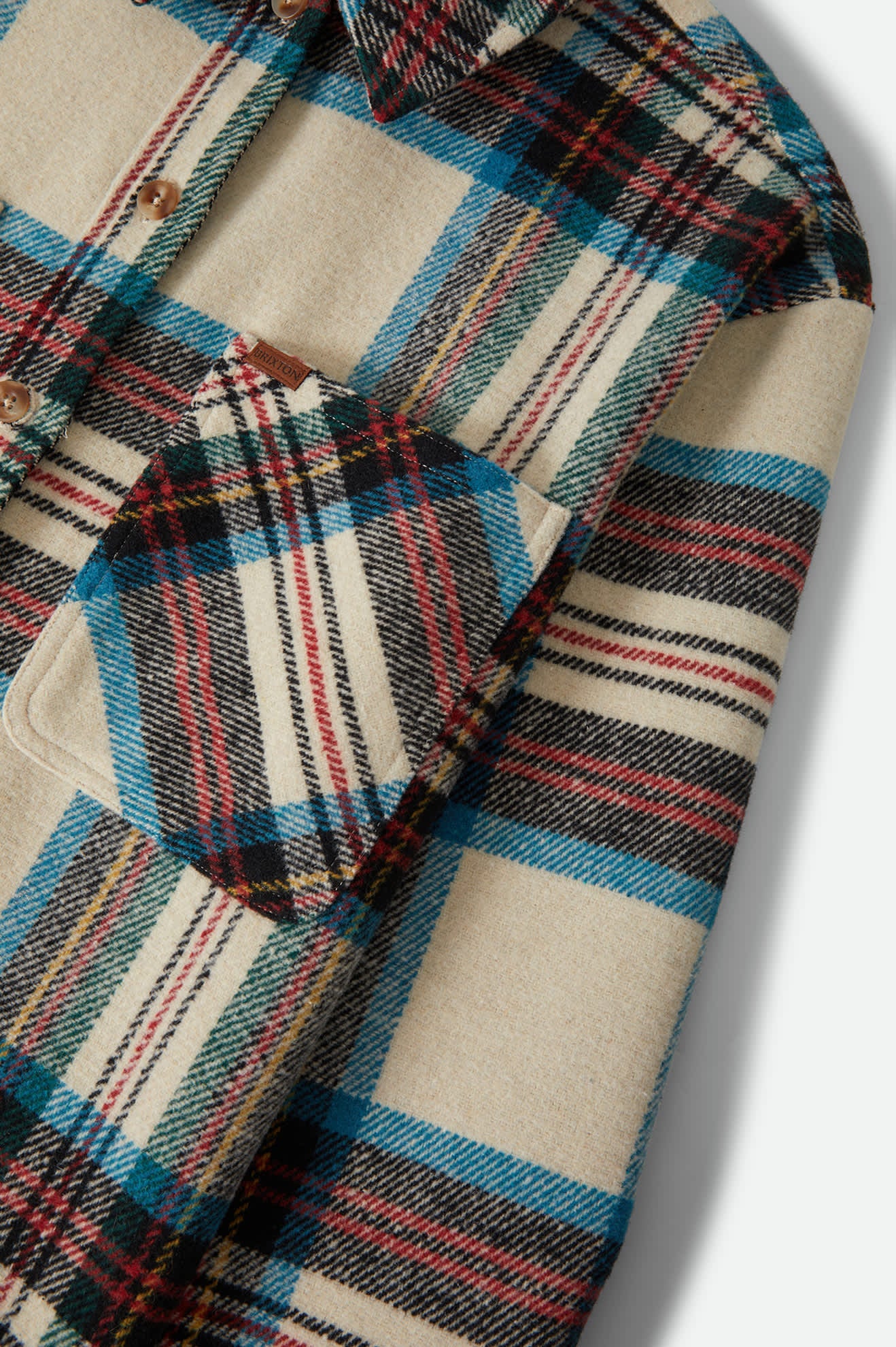 Women's Bowery Women's Soft Brushed Flannel in the color Off White Black/Tranquil Blue - Additional Laydown image