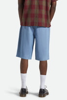 Men's Choice Chino Baggy Short in the color Light Wash Denim Herringbone - Men's Back View
