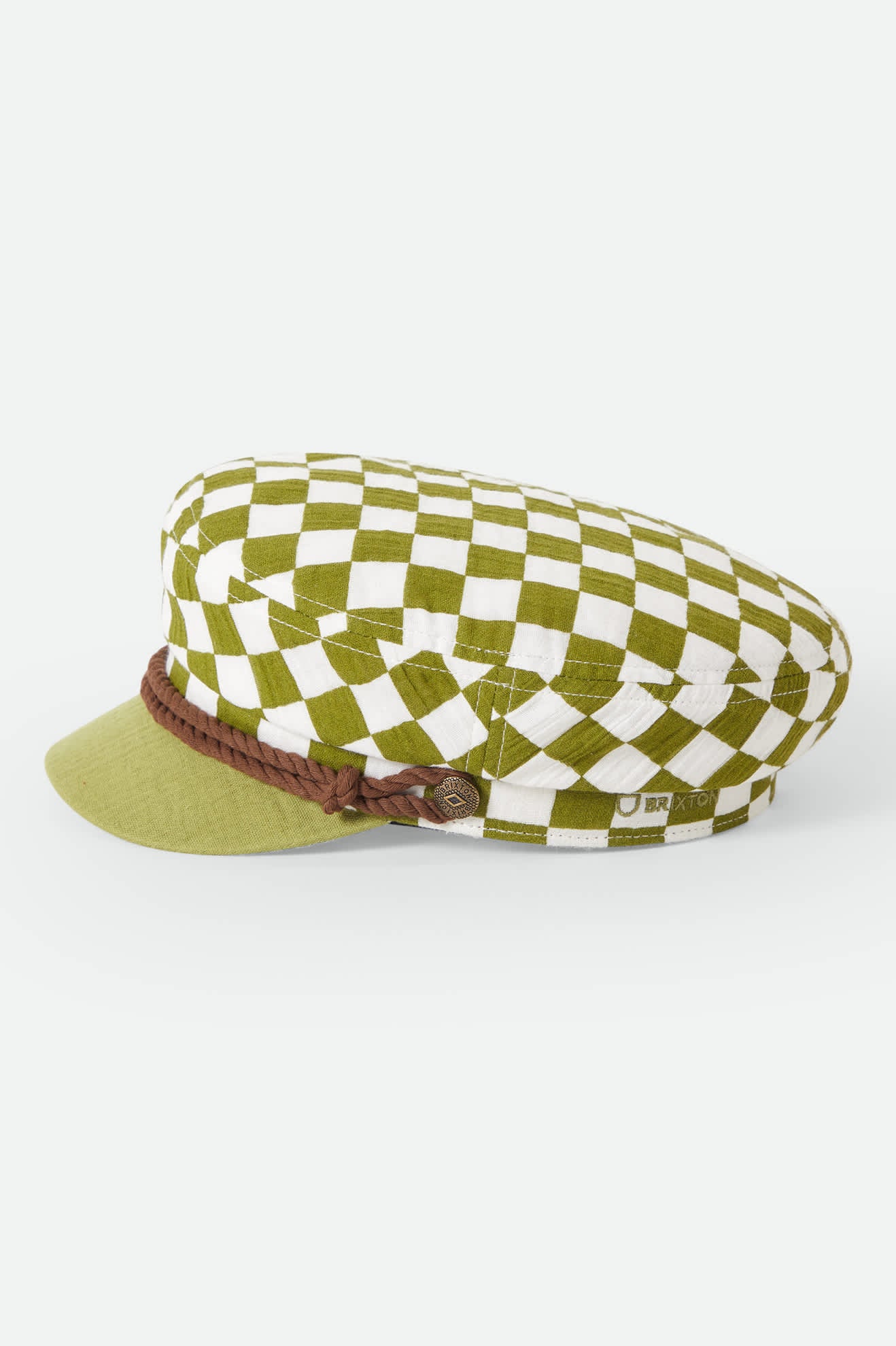 Women's Fiddler Fisherman Cap in the color Sublime Green Checker Board - Additional Laydown image
