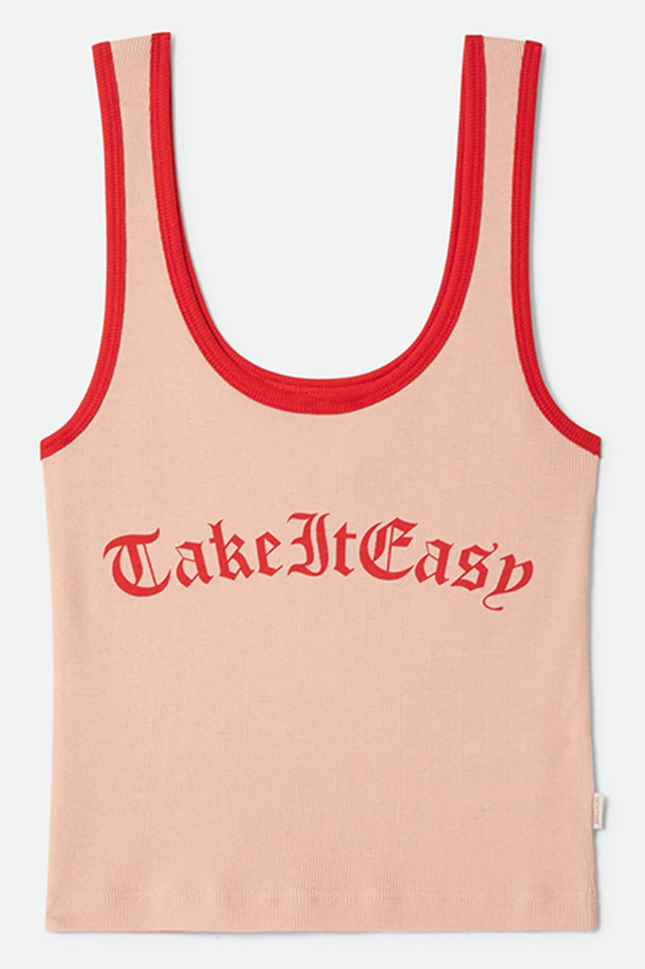 Women's Take It Easy Ringer A-Tank in the color Silver Pink - Front Product Laydown Image