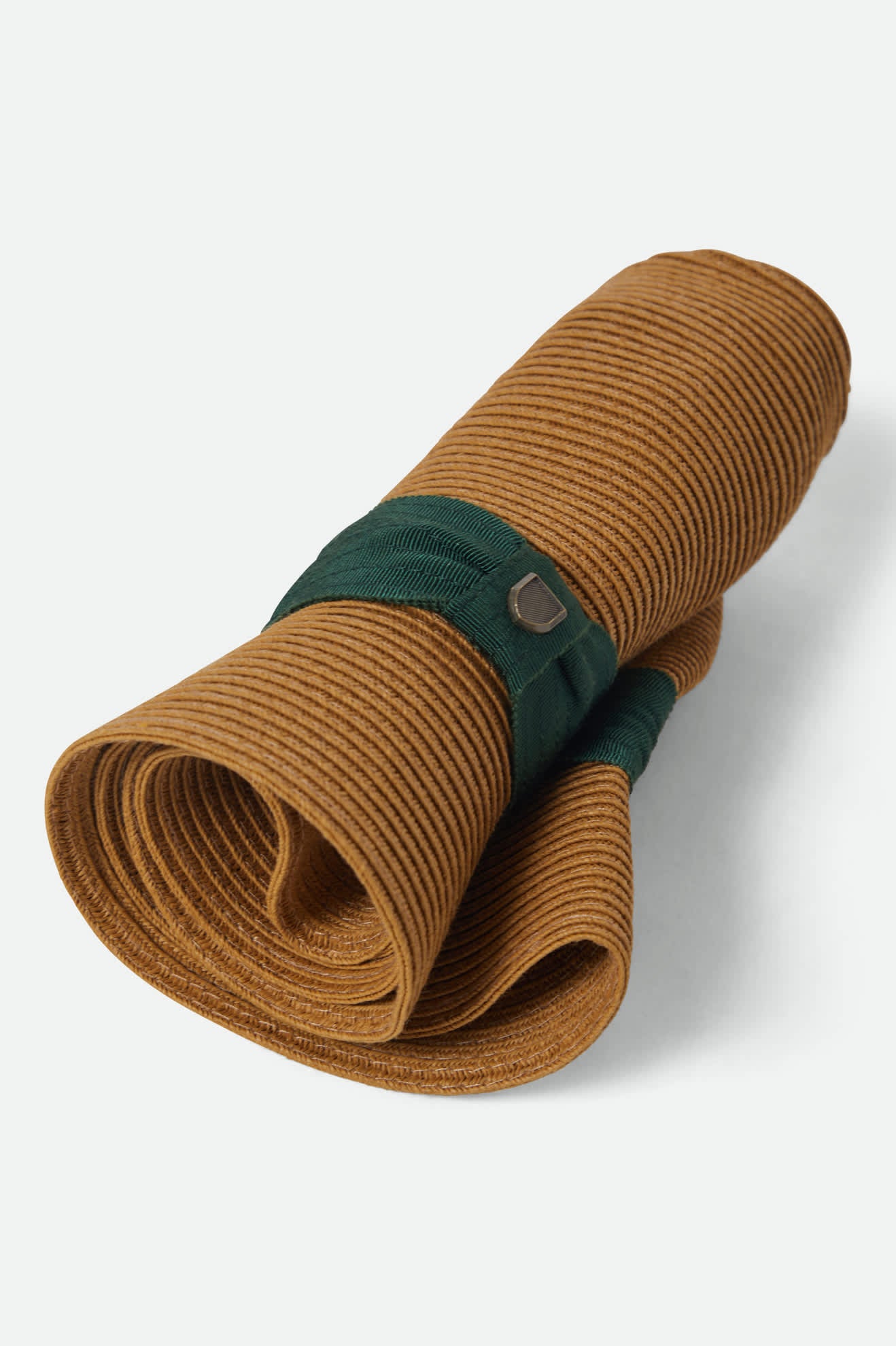 Unisex Roma Straw Packable Fedora in the color Dark Tan/Primal Green - Additional Laydown image