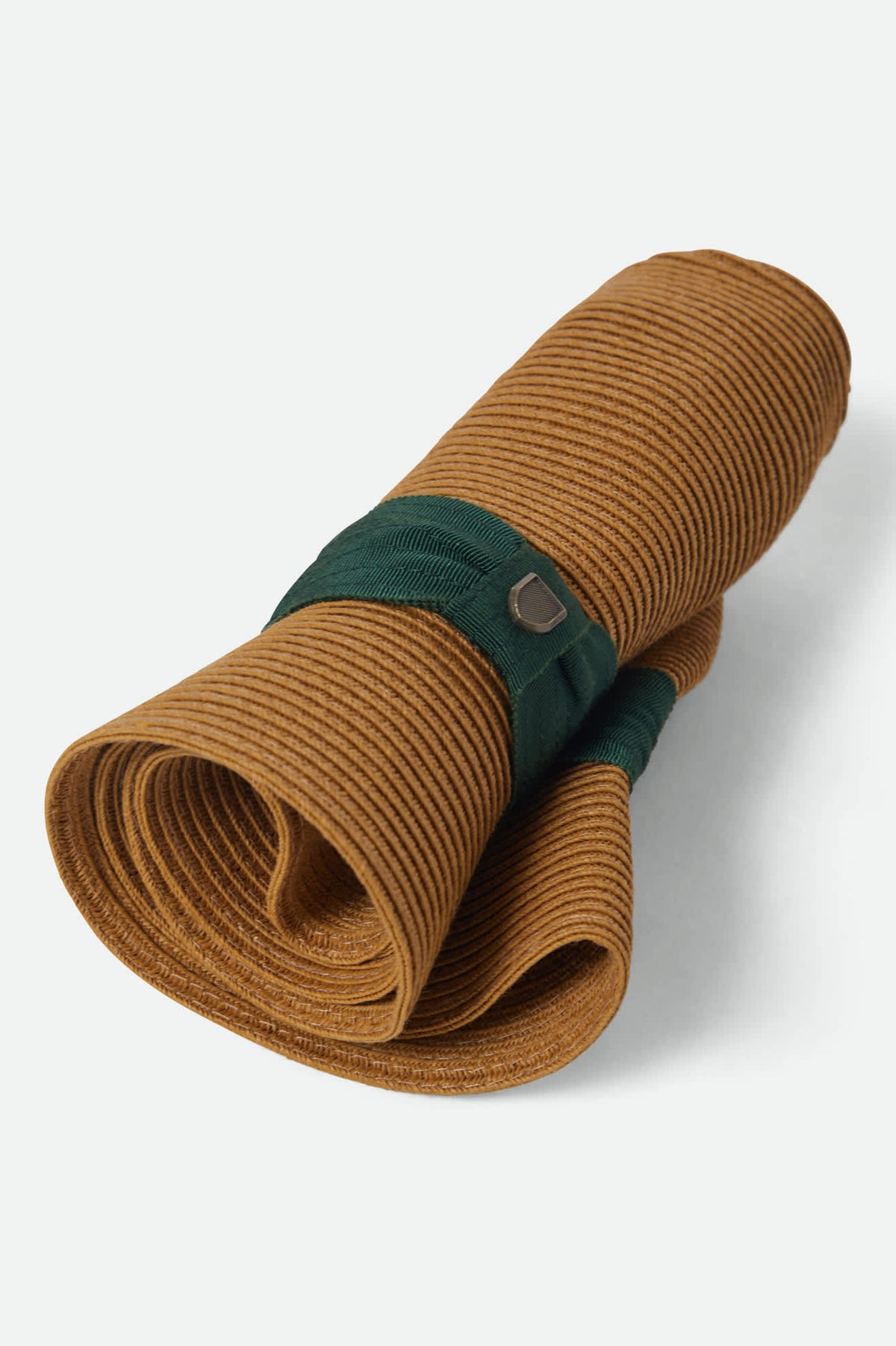 Unisex Roma Straw Packable Fedora in the color Dark Tan/Primal Green - Additional Laydown image