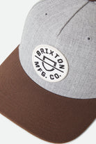 Unisex Crest Netplus Snapback in the color Heather Grey/Pinecone Brown - Additional Laydown image