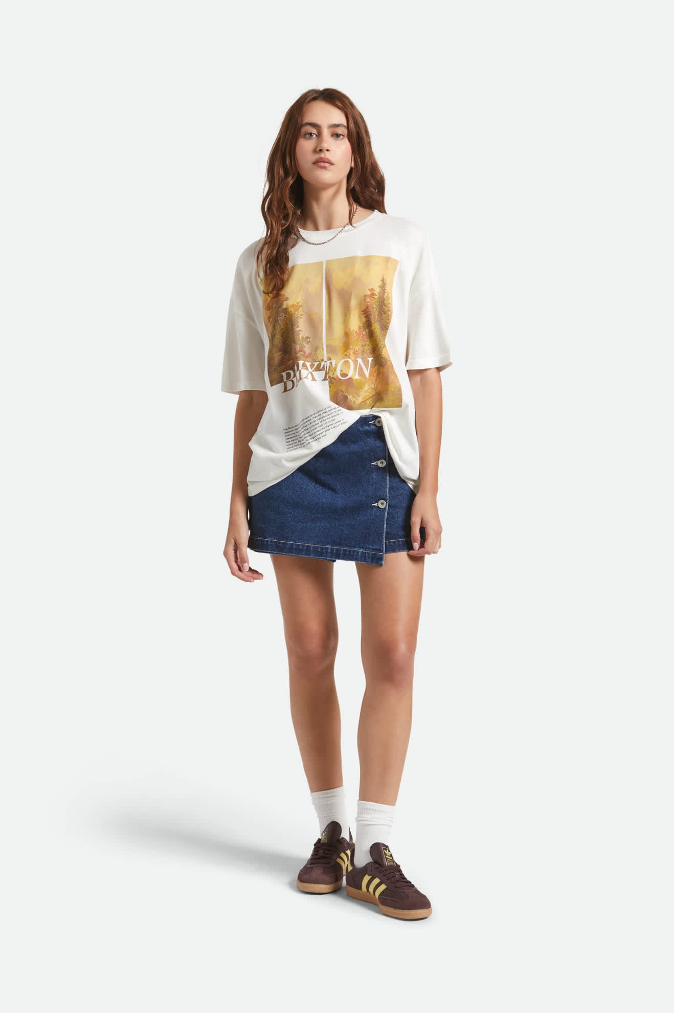 Women's Rocky Mountain Oversized Boyfriend T-Shirt in the color Off White - Additional Fit image