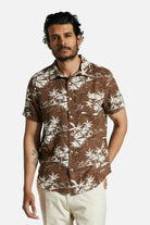 Men's Fit, Front View | Charter Slub S/S Woven Shirt - Sepia Umbrella Scene