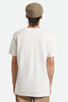 Unisex Brood Newsboy Cap in the color Oatmeal/Charcoal Houndstooth - Men's Back View