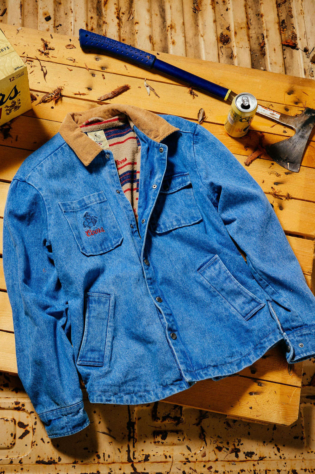 Back Laydown Image for Coors Colt Durham Jacket - Washed Denim