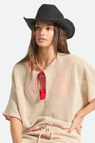 Women's Odessa Straw Packable Cowboy Hat in the color Black - Women's Front View