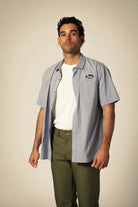 Men's Builders Auto S/S Shirt in the color Twilight Blue/White Stripe - Additional Fit image