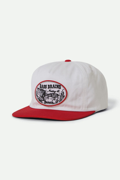 Brixton Men's Bass Brains Swim HP Snapback - White/Red | Profile