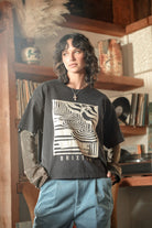 Women's Poolside Boxy Crew T-Shirt in the color Washed Black - Women's Lifestyle 1