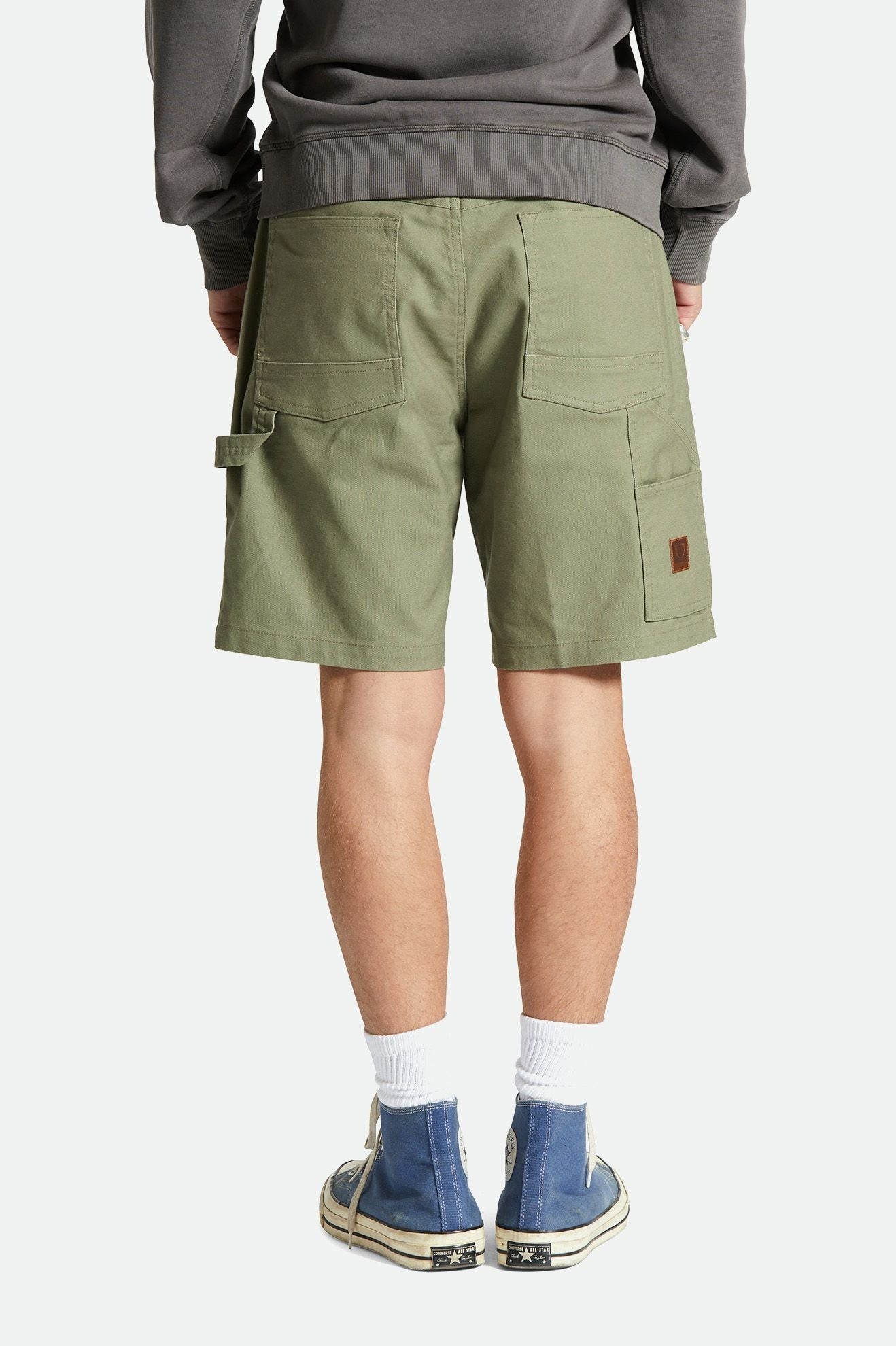 Men's Fit, Back View | Builders Carpenter Stretch Short - Olive Surplus