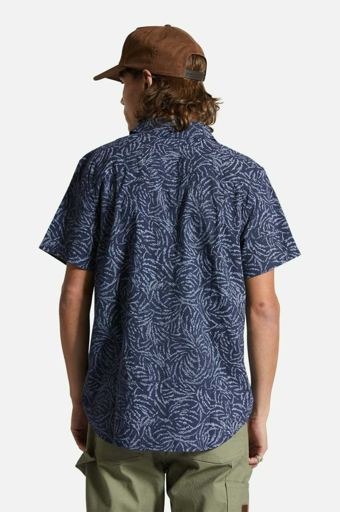 Men's Fit, Back View | Charter Print S/S Shirt - Washed Navy/Dusty Ripple