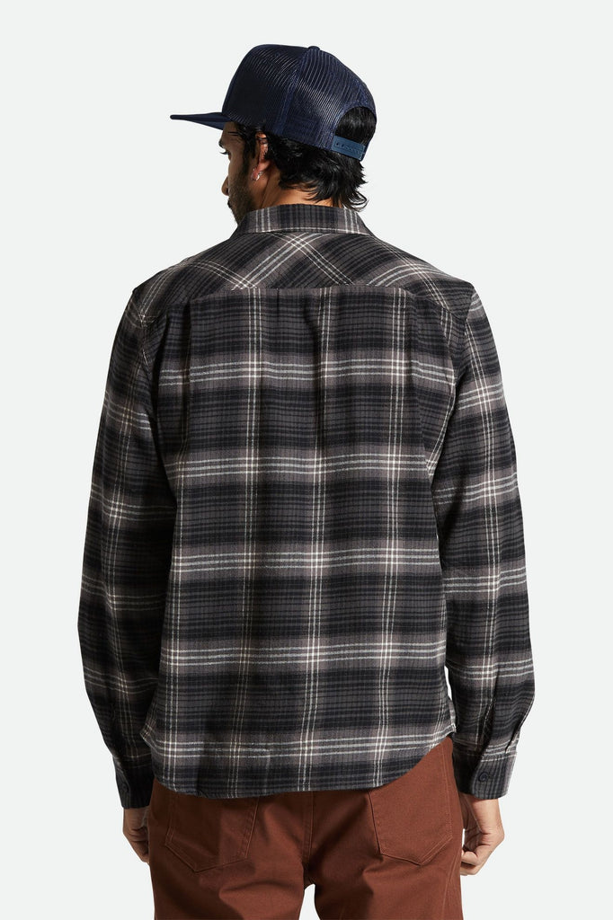 Men's Fit, Back View | Bowery Lightweight Ultra Soft Flannel - Charcoal/Black