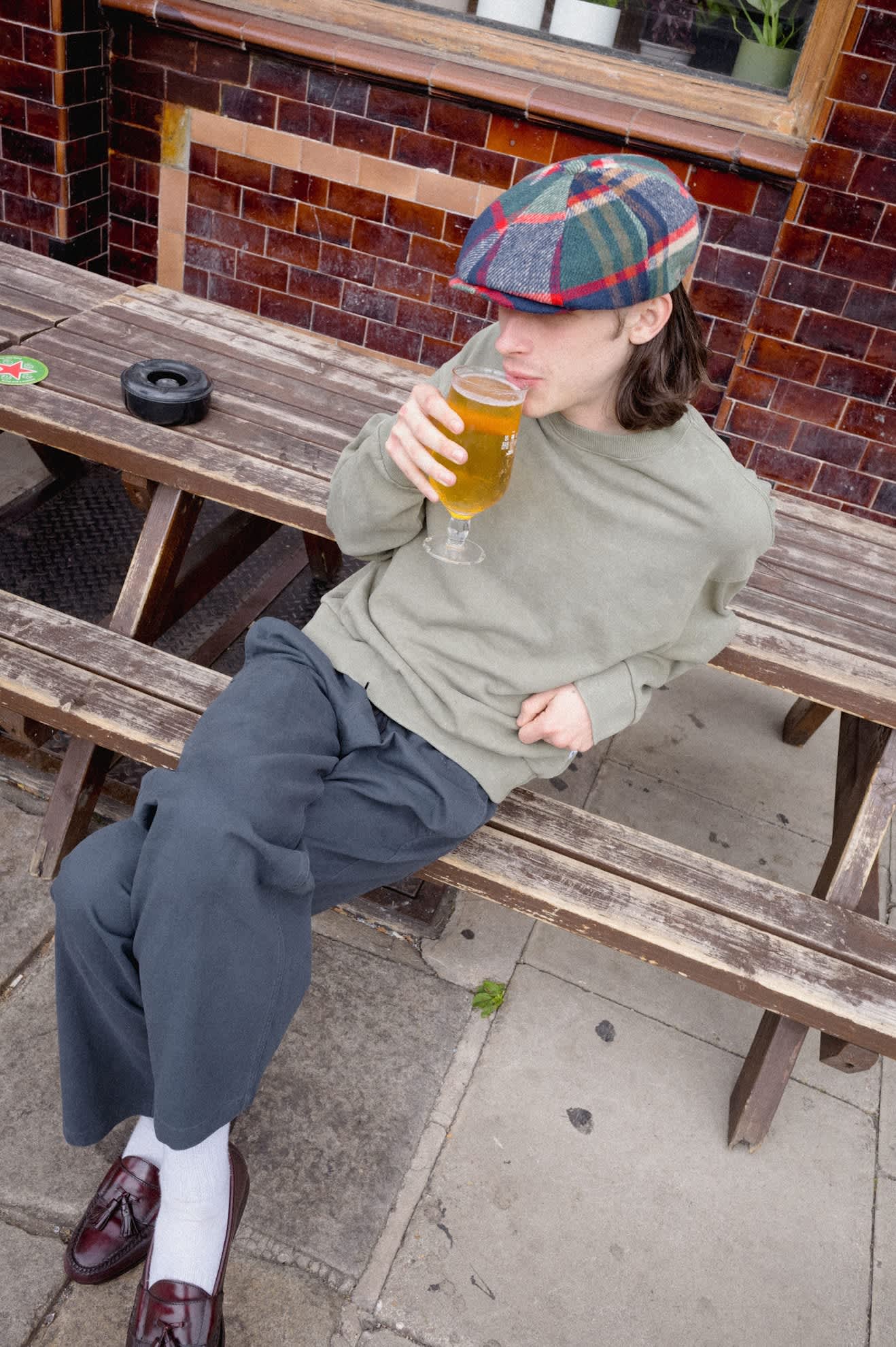 Unisex Barrel Earflap Snap Cap in the color Navy/Green/Red/Cream - Men's Lifestyle 2.0