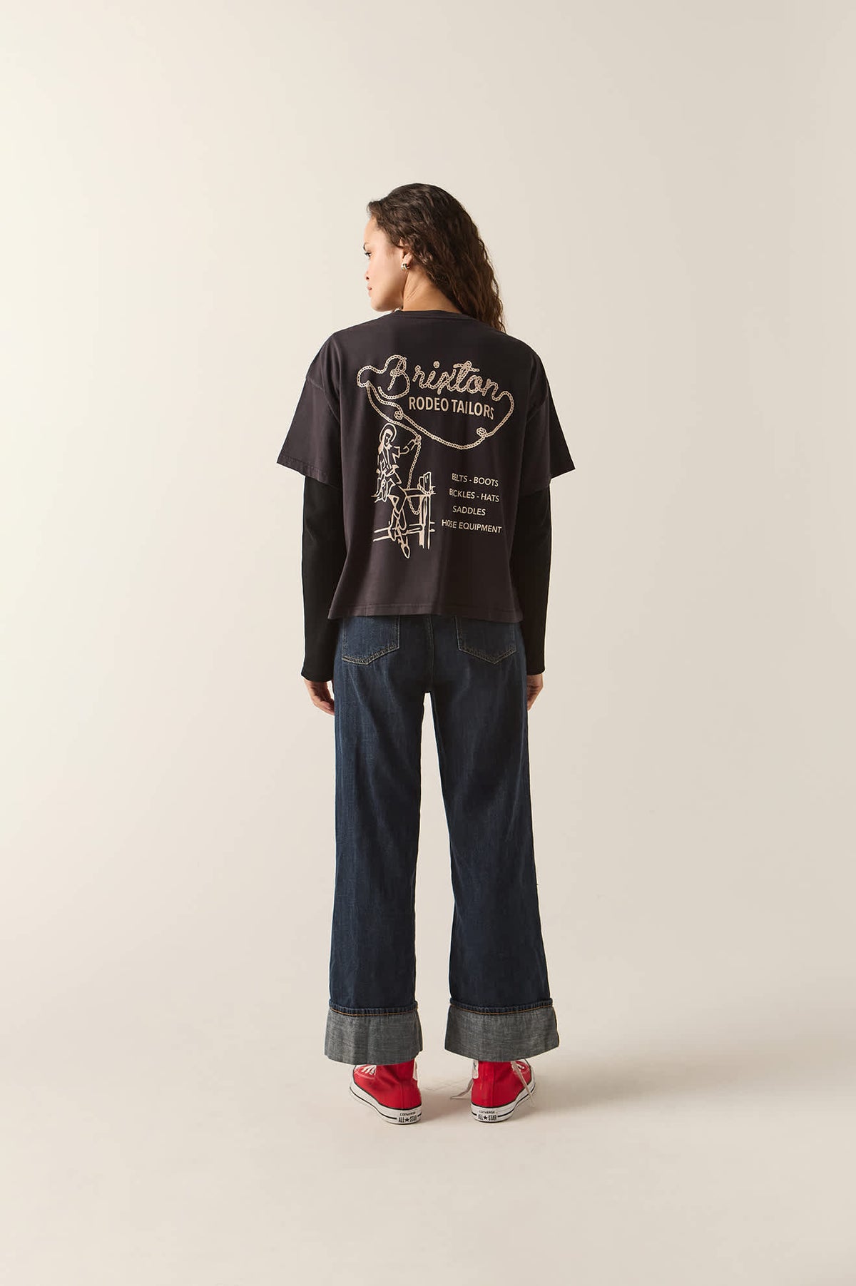 Women's Rodeo Trailors Boxy Crop T-Shirt in the color Black - Additional Fit image