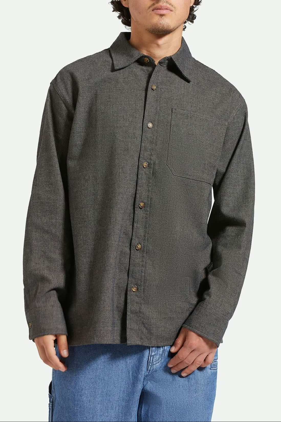 Men's Selden L/S Overshirt in the color Mixed Tweed - Men's Front View