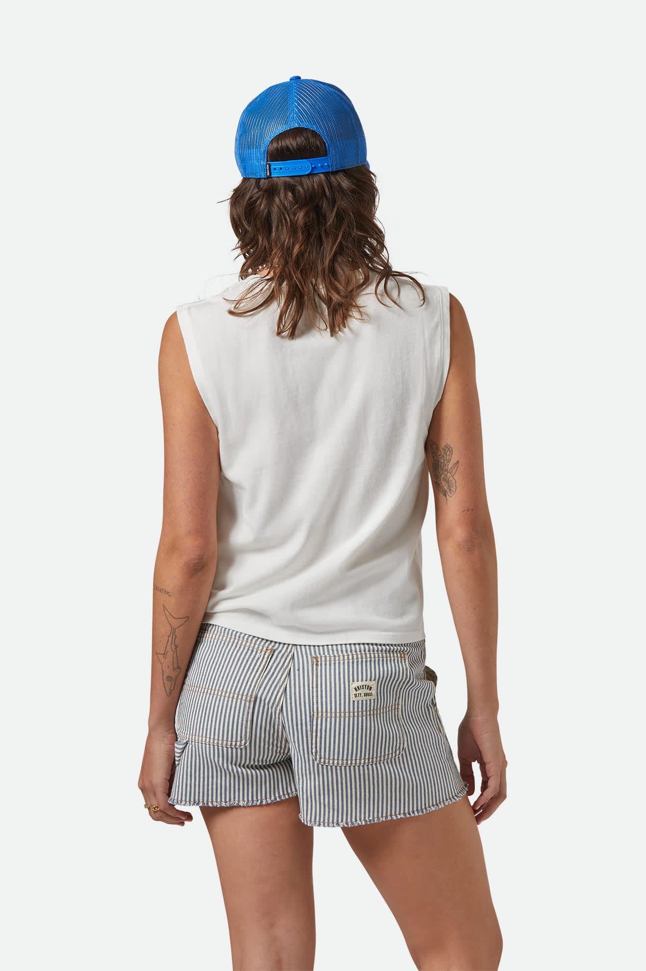 Women's Brixton Motel Muscle Tank in the color Off White - Women's Back View