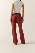 Women's Essex Embroidered Painter Pant in the color Dark Brick - Women's Back View