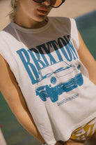 Women's Sunday Cruising Club Muscle Tank in the color Vintage White - Men's Lifestyle image