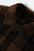 Men's Bowery Woodburn L/S Arctic Stretch Fleece in the color Burro Brown/Black Plaid - Additional Laydown image