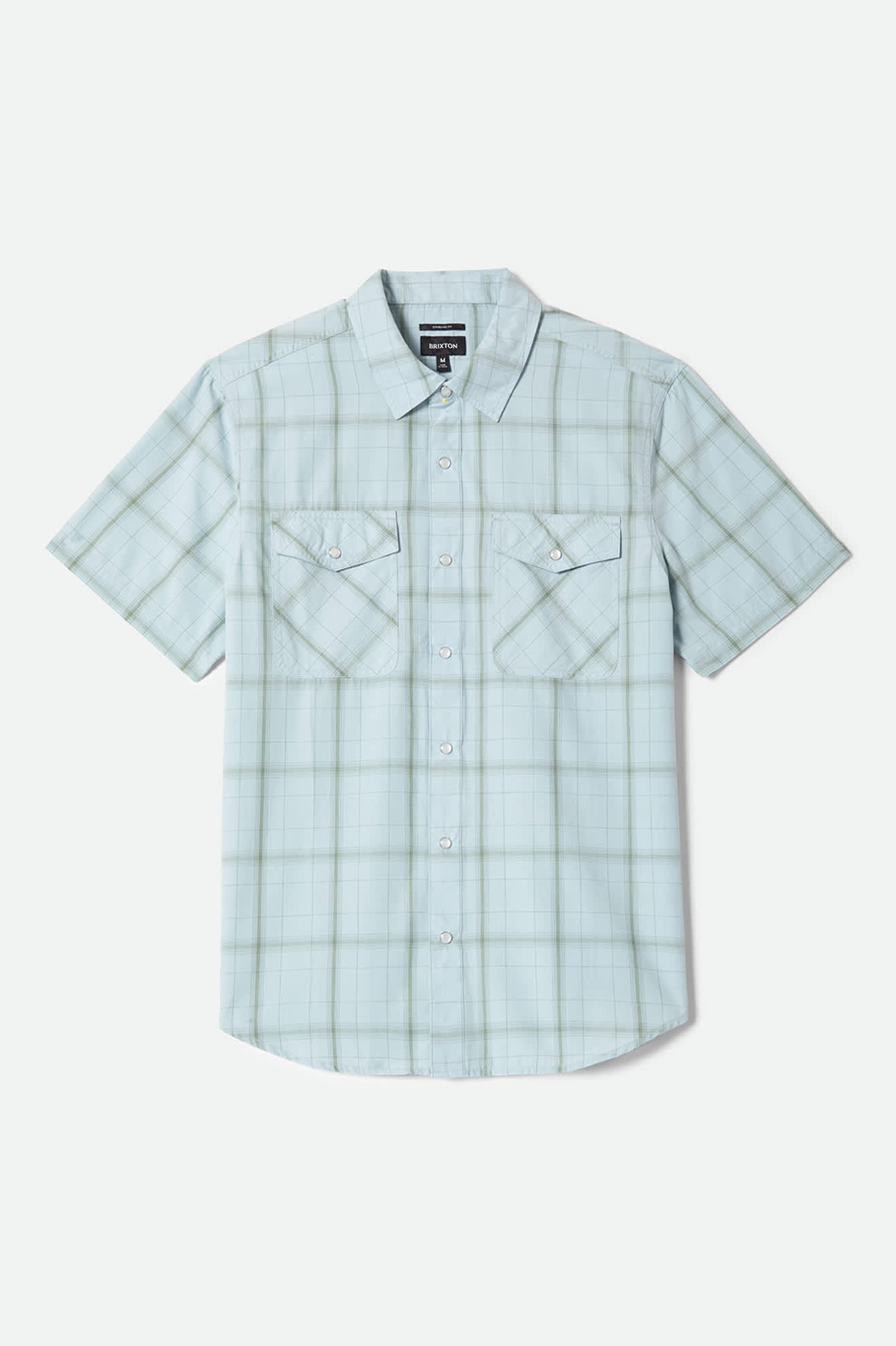 Men's The Breezy Wayne Short Sleeve Shirt in the color Seafoam Plaid - Front Product Laydown Image
