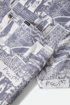 Men's Charter Print Short Sleeve Shirt in the color Navy/White Collage - Additional Laydown image