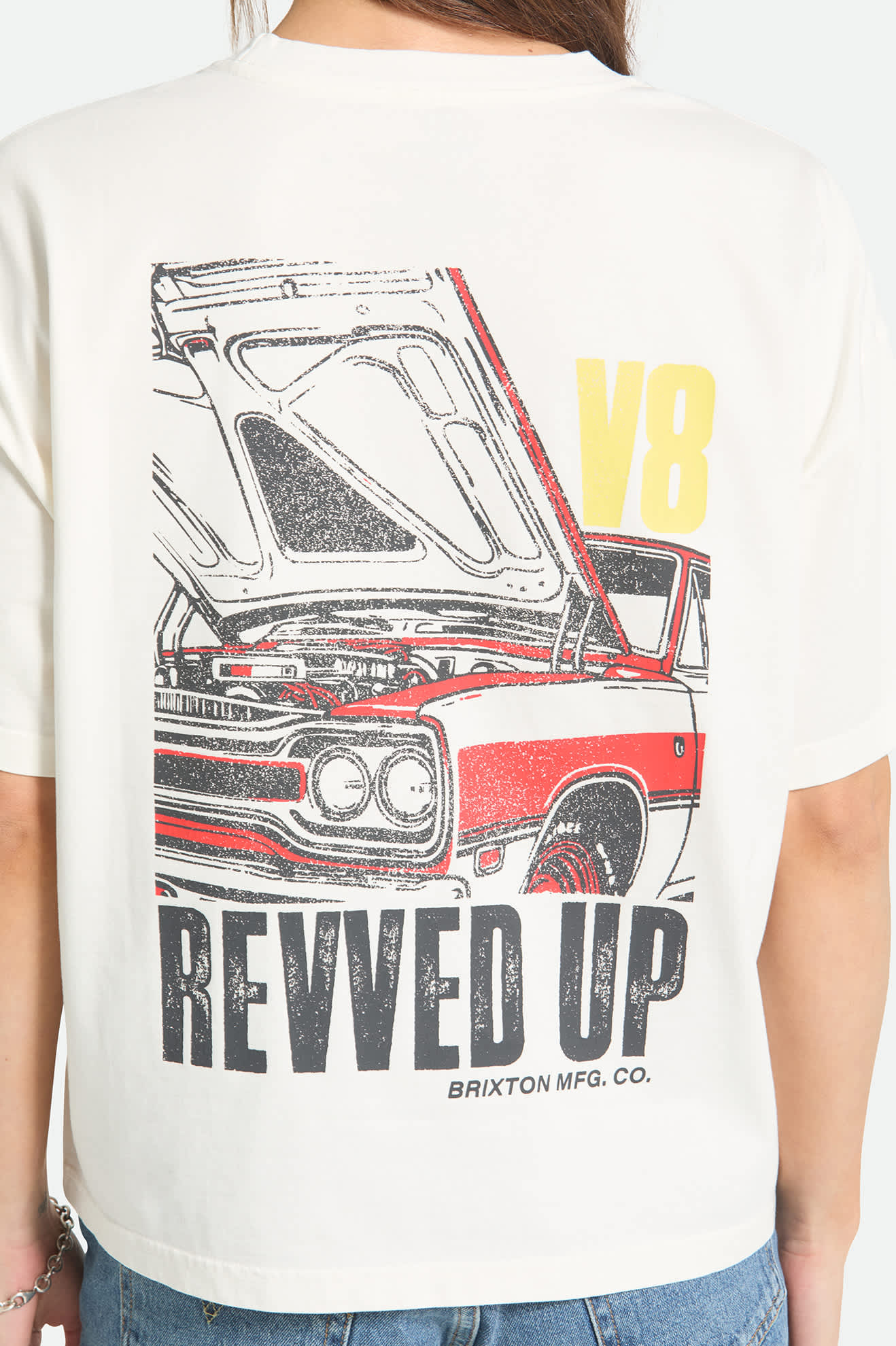 Women's Revved Up Boxy Crew T-Shirt in the color Off White - Additional Fit image