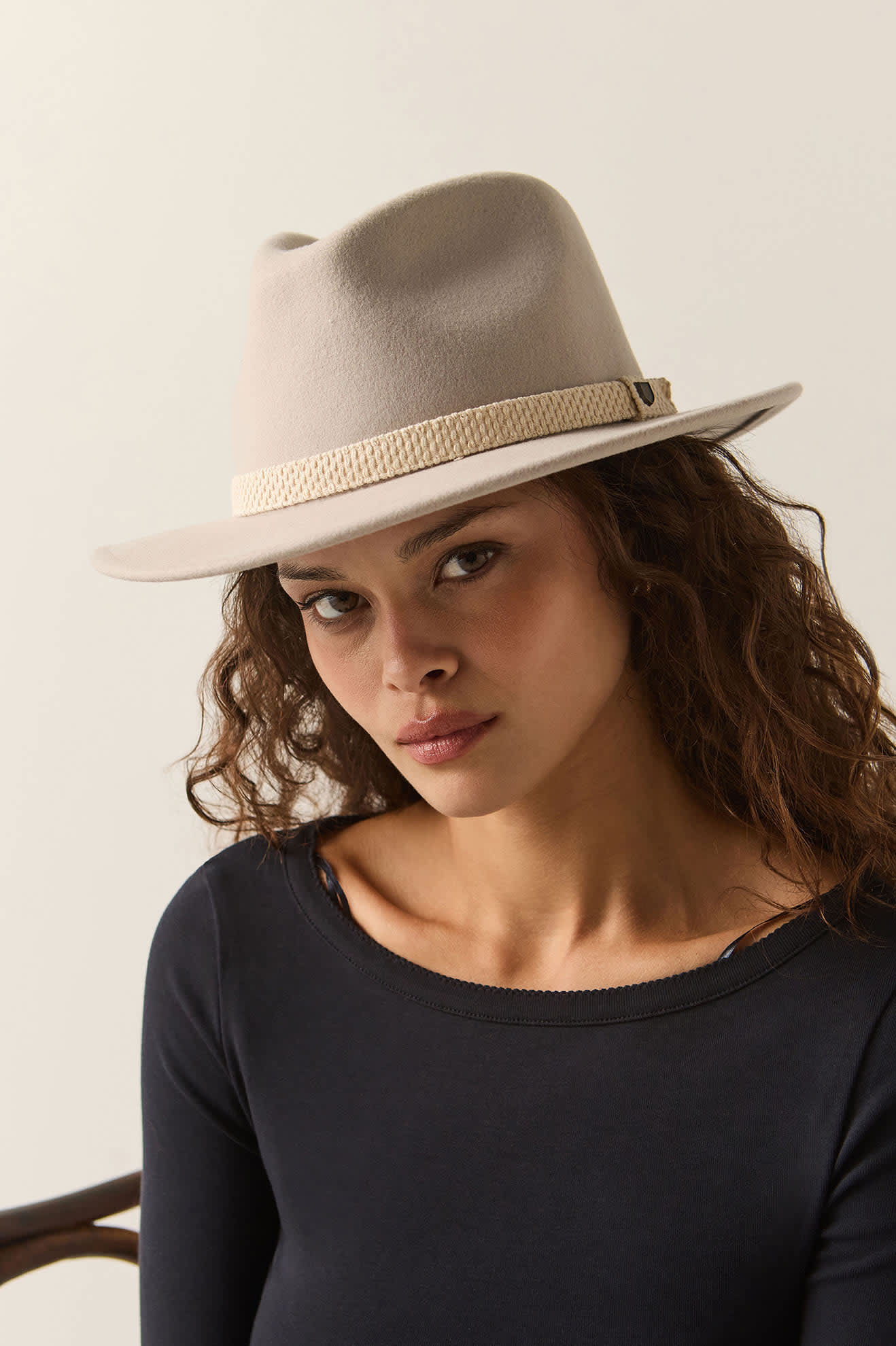 Unisex Messer Fedora in the color Beige/Cream - Women's Front View