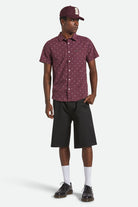 Men's Charter Print S/S Shirt in the color Port/Micro Geo - Additional Fit image