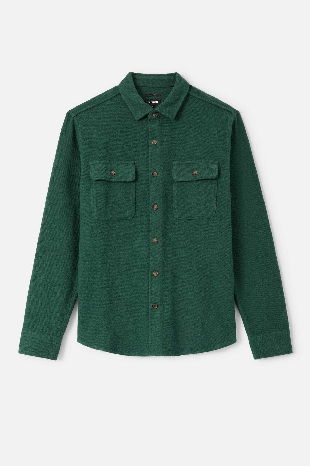Men's Bowery Textured Twill Overshirt in the color Primal Green - Front Product Laydown Image