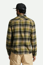 Men's Fit, Back View | Bowery Flannel - Green Kelp/Sand/Black