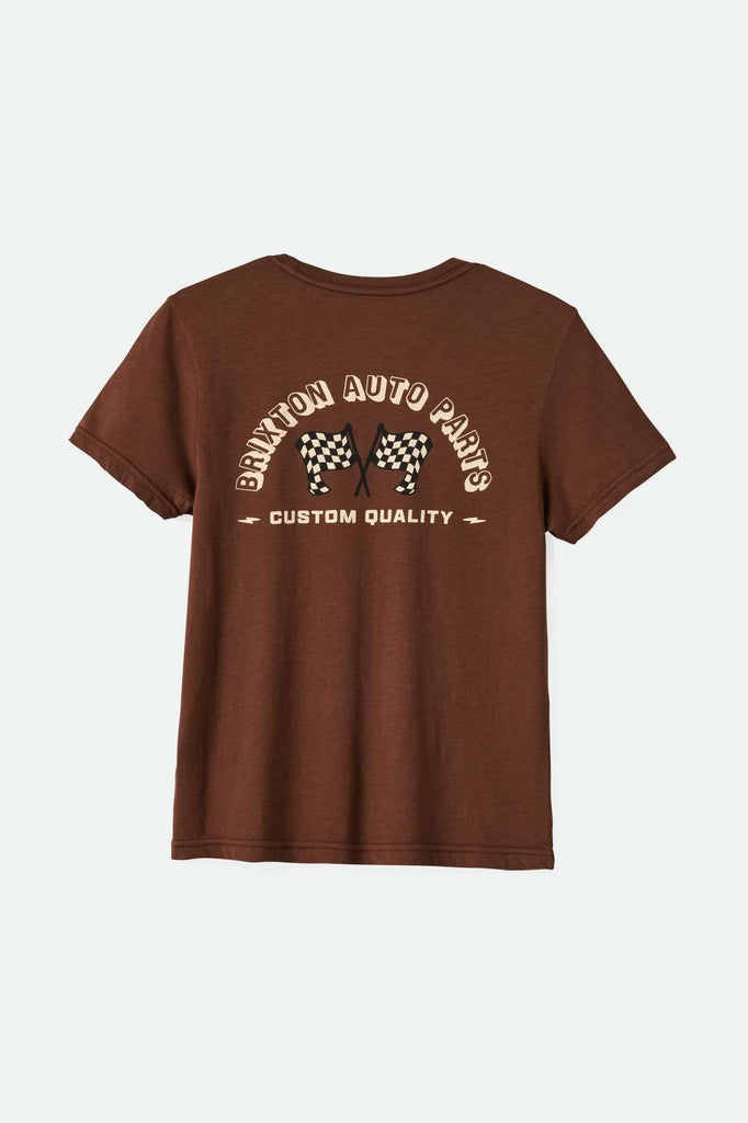 Back Laydown Image for Auto Parts Fitted Crew T-Shirt - Pinecone Brown Worn Wash