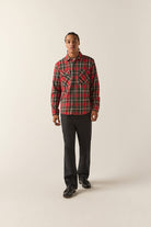 Men's Bowery Flannel in the color Washed Red/Black - Men's Front View