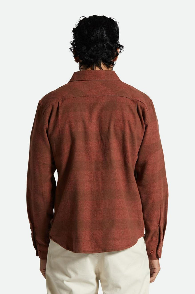 Men's Fit, Back View | Bowery Stretch Water Resistant Flannel - Sepia/Terracotta