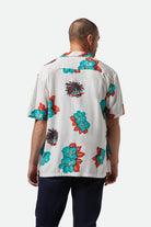 Men's CRU Print Relaxed S/S Shirt in the color Off White/Aquatic Green Floral - Men's Back View