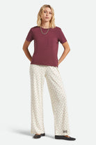 Women's Carefree Organic Garment Dye Perfect T-Shirt in the color Port - Women's Back View